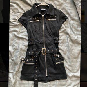 Hearts & Roses Black Bondage Zipper Dress